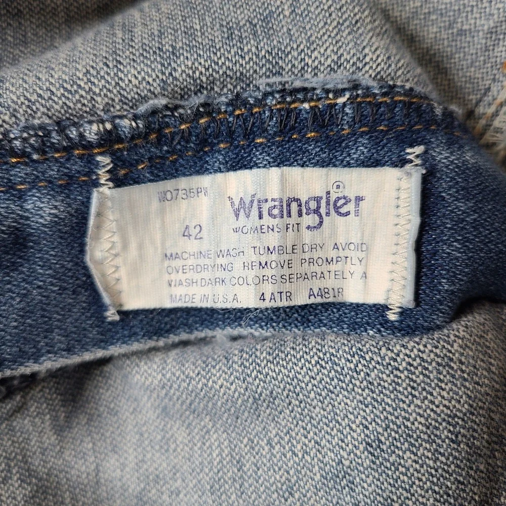 Vintage Wrangler Jeans‎ Womens 42 Blue Denim Western Mom Straight Embroidered